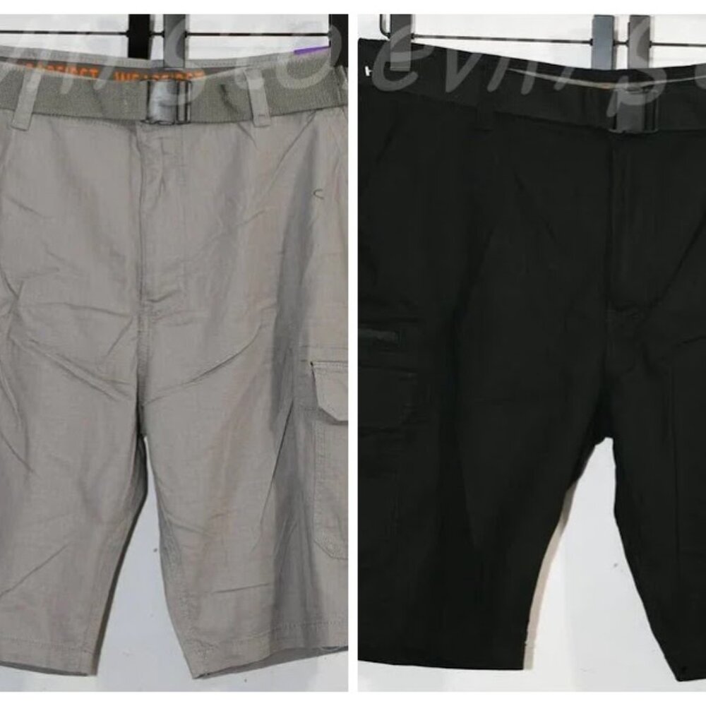2 pairs shorts - Wearfirst Men's‎ Belted Cargo Short Gray, Black